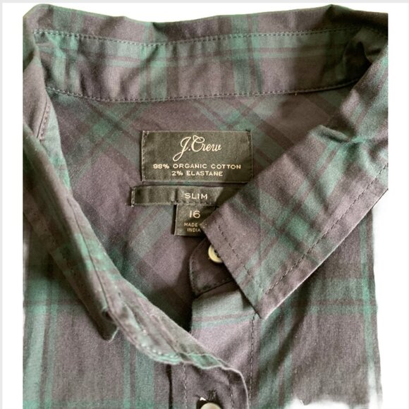 J. CREW Women's Slim Stretch Perfect Shirt in Black Watch Tartan Sz 16 - Picture 7 of 7